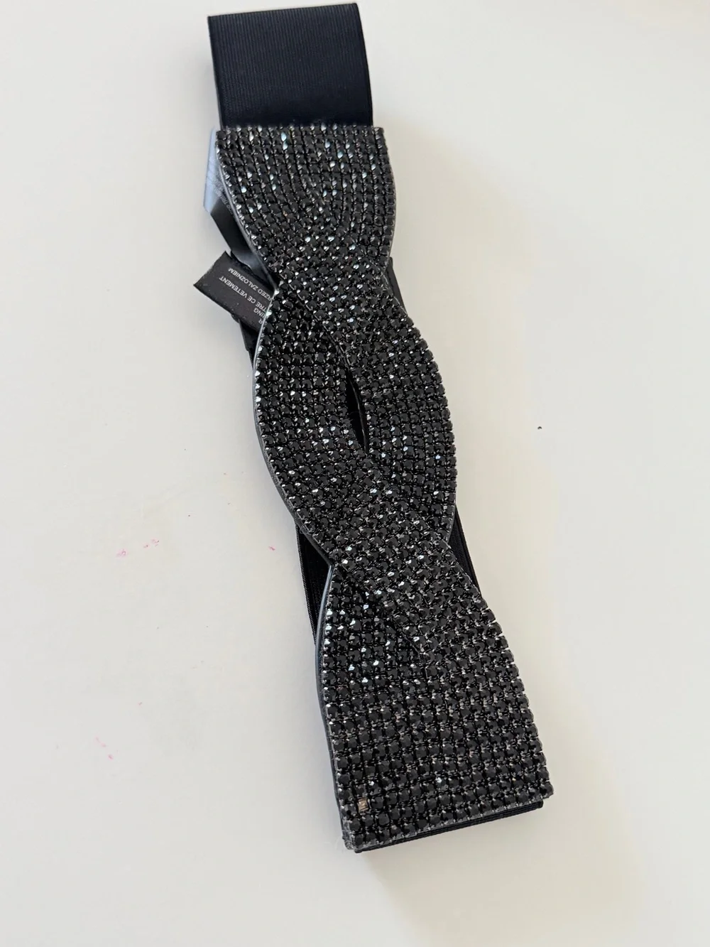 Black Crystal Braided Stretch Belt